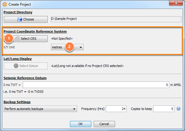 Select a project CRS