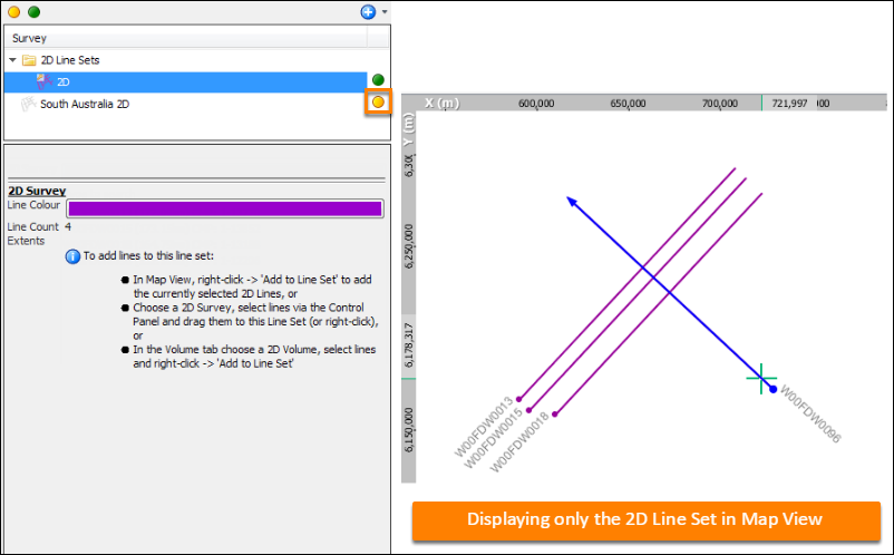 Displaying only the line set