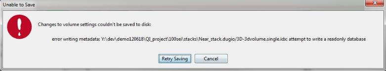 Unable to Save - Error message