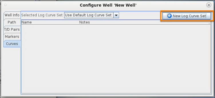 Add new log curve set