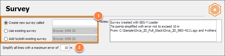 Define a survey file