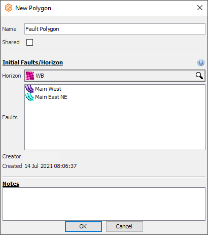 Create a new fault polygon