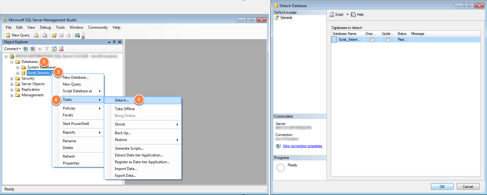 Detach a database
