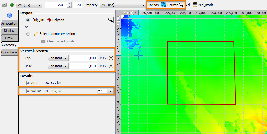 Measure the volume based on a polygon