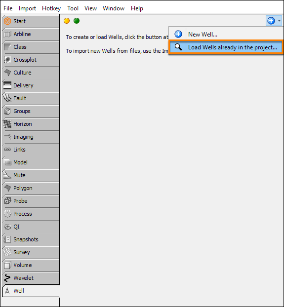 Search for wells in project database