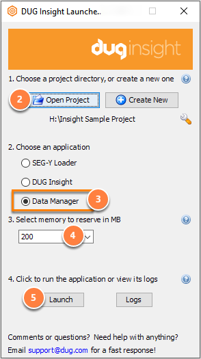 Launch the Data Manager