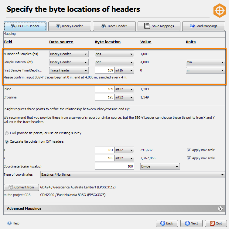 Remap headers for vertical extents