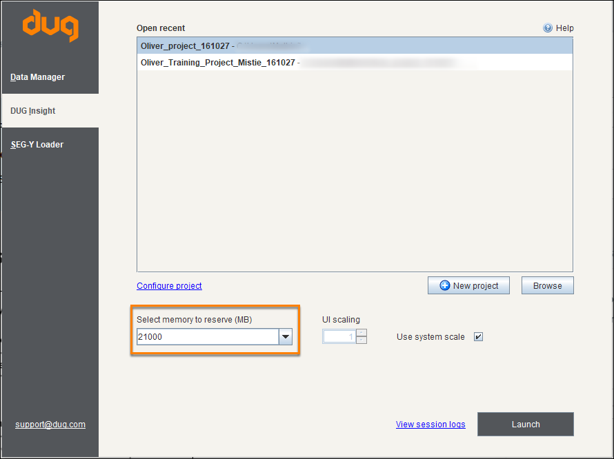 Allocate memory for application