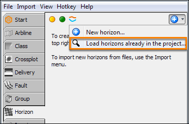 Search for horizons in the project database