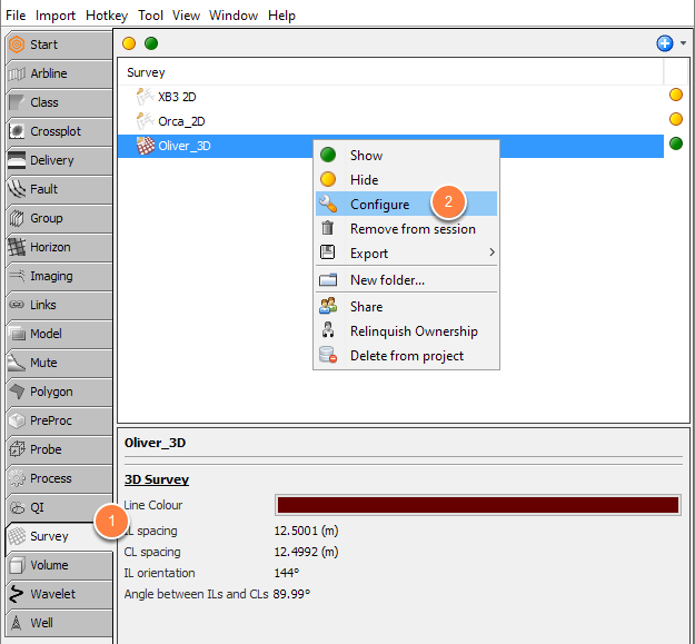 Configure survey