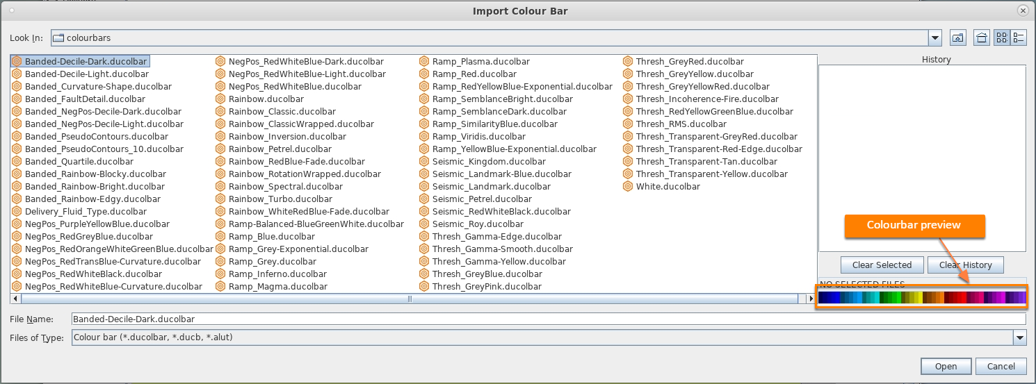 Select a colourbar file