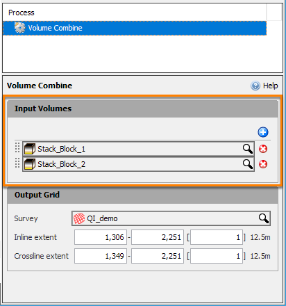 Select the input volumes