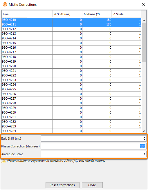 Edit Mistie Corrections in bulk