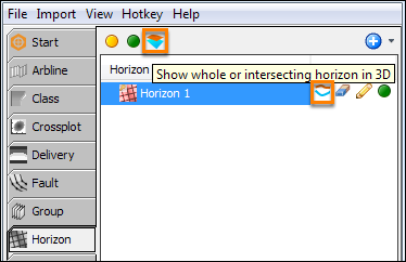 Change the display mode for horizons added in a session in the 3D View