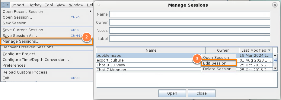 Manage sessions