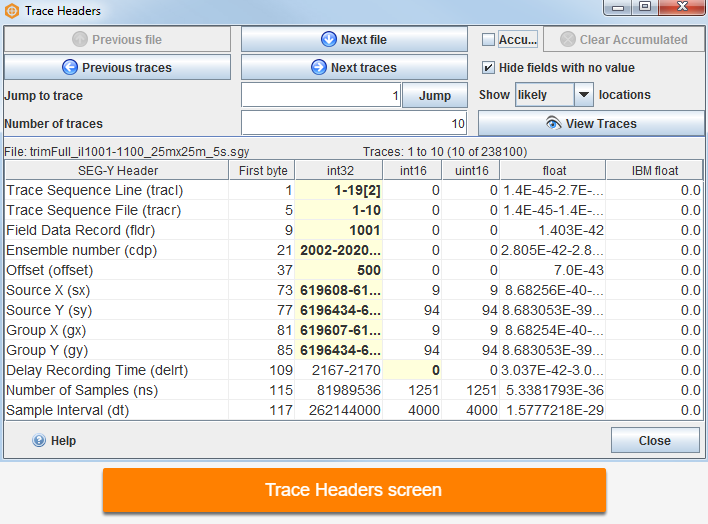 Trace headers