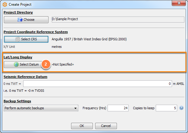 Select latitude/longitude (lat/long) reference
