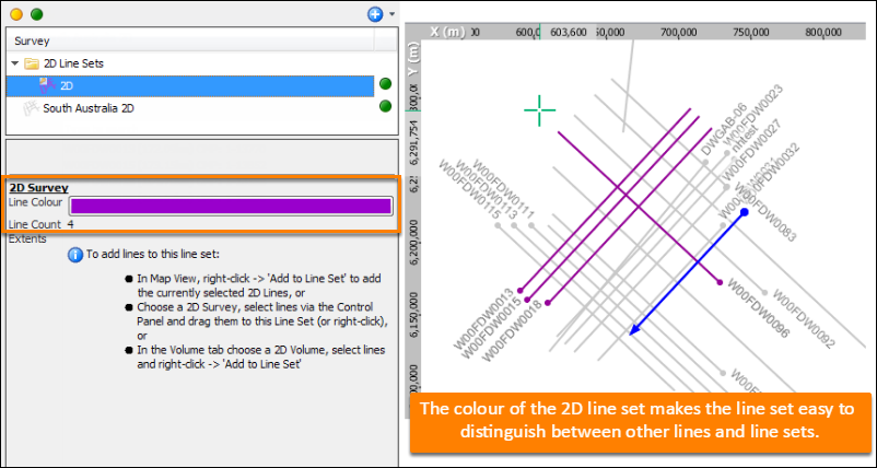 Select 2D line set colour