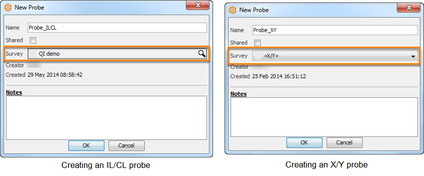 Type a name for the probe and select a survey