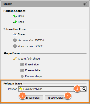 Erase horizon inside/outside a polygon