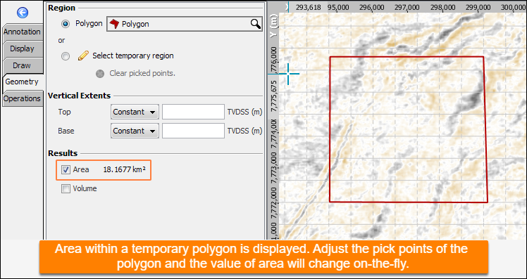 Measure the space based on a polygon