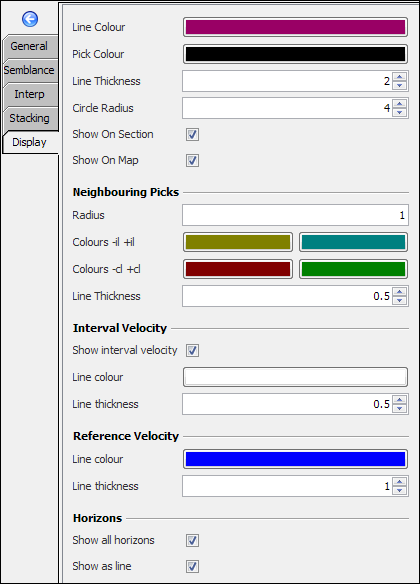 Pick display settings