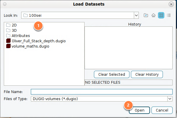 Select the volume file(s)