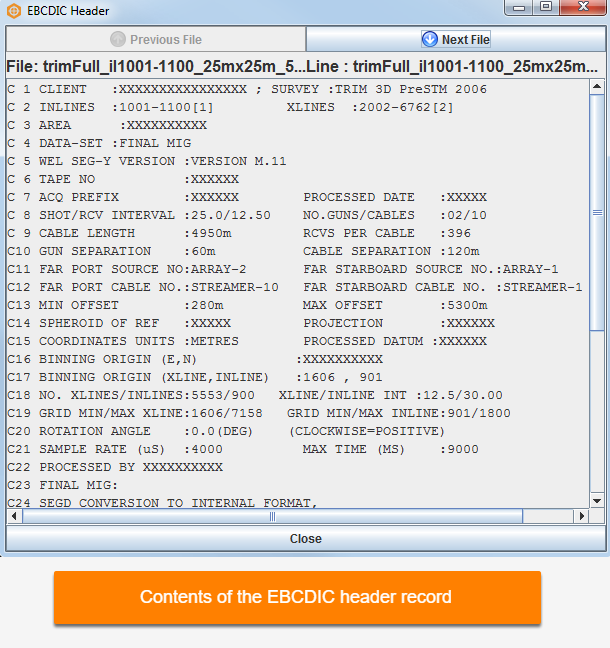 EBCDIC header