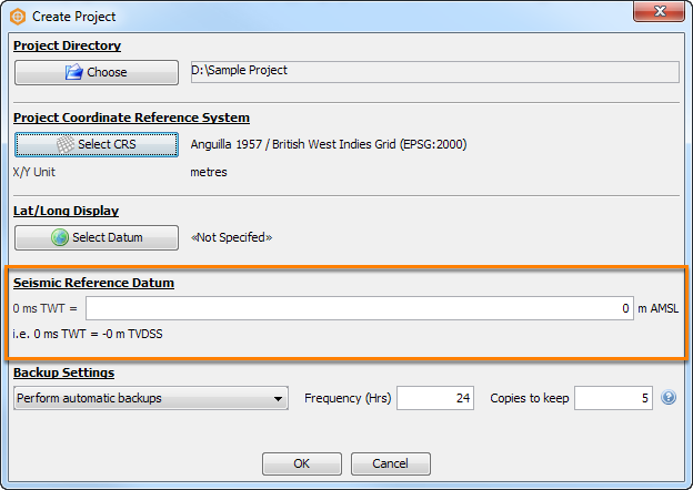 Configure seismic reference datum