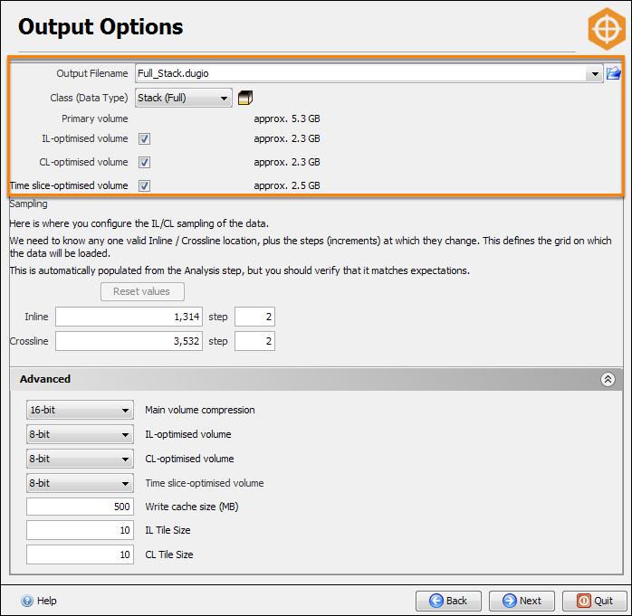 Specify an output file and writing options