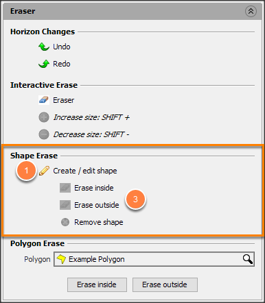 Erase horizon inside/outside the selected area