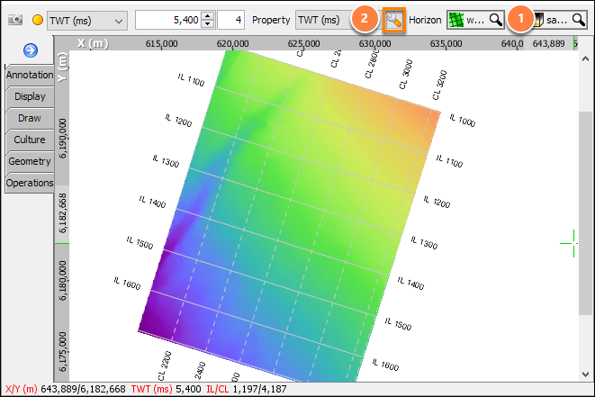 Select horizon in Map View