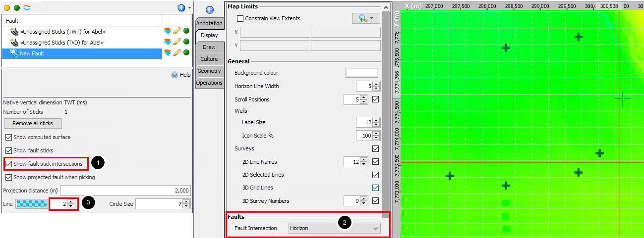 View fault intersections in Map View