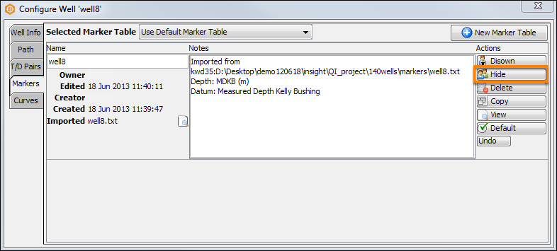 Hide/share well component
