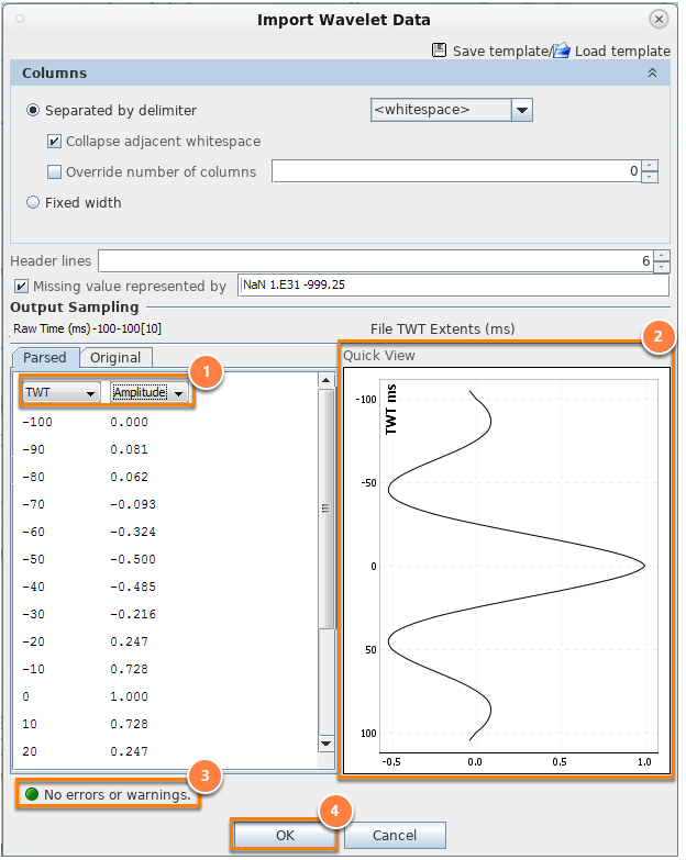 Using the wavelet text importer