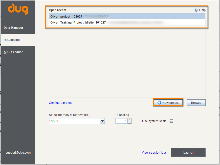 Open DUG Insight Launcher