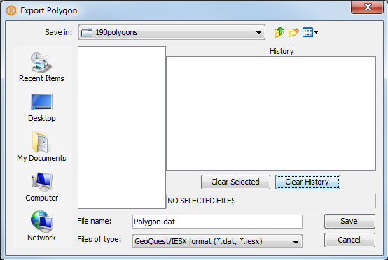 Type a file name/browse to a directory to save the multiple polygons