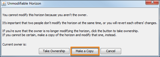 Copy a horizon during attempt to edit a horizon which you are not an owner